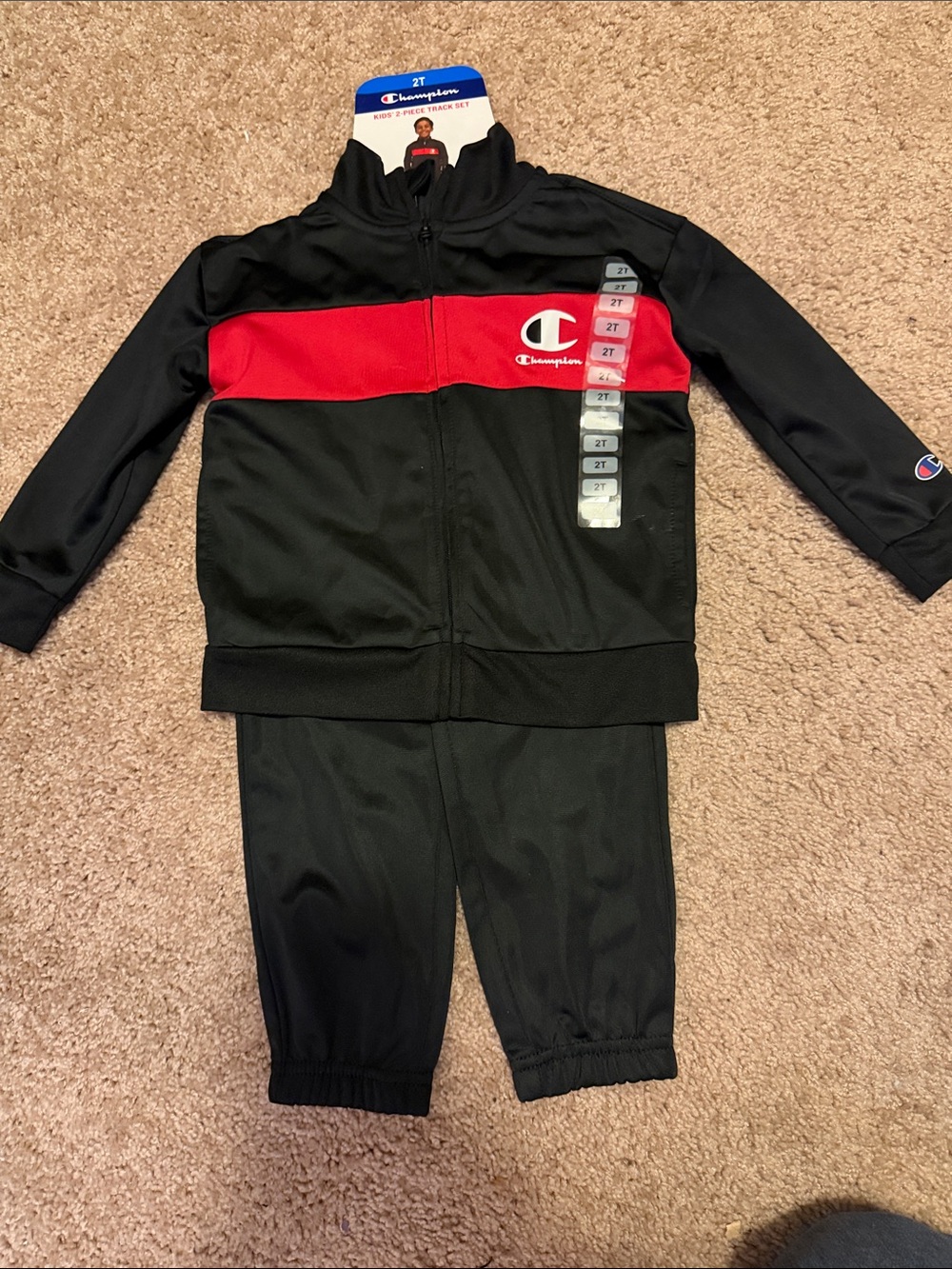 Champion Kids Black and Red Track Set - Zip Jacket & Pants